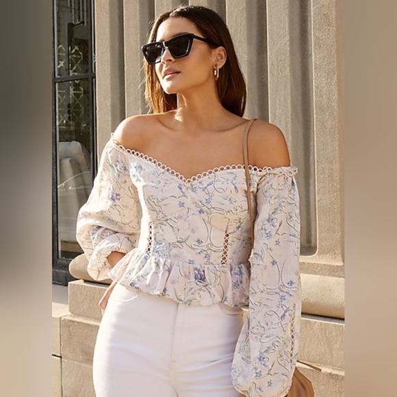 Express Tops - Express Off The Shoulder Corset Peplum Top size S
